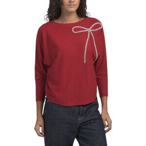 LIV Bow Embellish Dolman Pull Over Sweater
